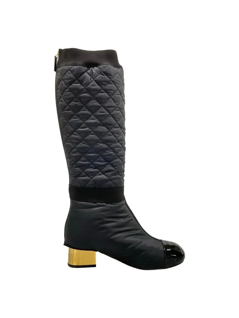 Chanel Black Gold Nylon Lambskin Patent #285679C13B